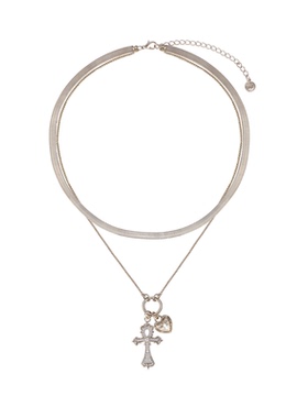 鱼头星星甜酷风轻奢小众设计感女生饰品双层叠戴十字架项链毛衣链