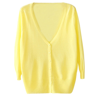 春夏季冰丝麻料七分袖薄款外搭针织开衫女短款防晒衣空调衫小外套