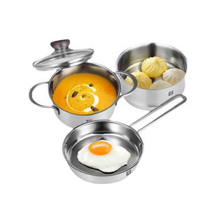 德国双立人Nova16cm不锈钢汤锅煎锅家用煲汤双耳平底小奶锅辅食锅