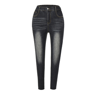 高腰水洗自带丰胯垫牛仔裤女小个子铅笔裤小蛮腰提臀弹力显瘦裤子