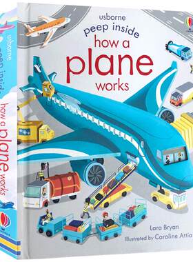 飞机的工作原理usborne偷偷看里面揭秘系列Peep Inside How A Plane Works英文原版进口图书儿童科普翻翻书英语绘本纸板书
