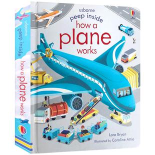 预售飞机的工作原理usborne偷偷看里面揭秘系列Peep Inside How A Plane Works英文原版进口图书儿童科普翻翻书英语绘本纸板书