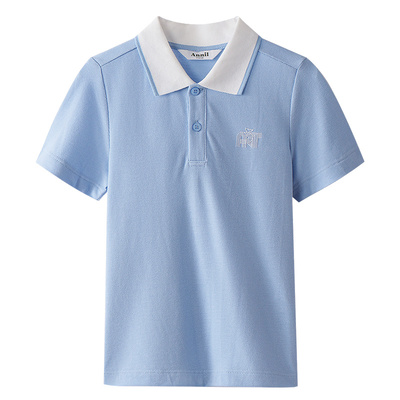 安奈儿童装男童翻领短袖POLO衫2025夏新款吸湿透气弹力时尚上衣