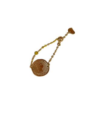 金币人像几何链条百搭心形戒指