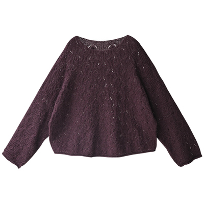 宽松含羊毛镂空织花针织女毛衣