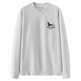 商场同款|森马卫衣男冬季加绒2025新款美式腊肠狗印花圆领上衣潮