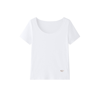 羊织道暮色 液氨棉大圆领短袖T恤女春夏简约百搭打底衫内搭上衣