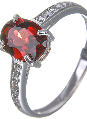 橄榄石纯银镀白金日韩风包邮戒指