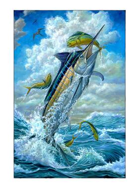 路亚鱼挂画金枪鱼海鲜钓鱼海钓
