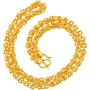 黄金龙骨项链男女士真足金999霸气四方脊加粗款吊坠配手链转运珠