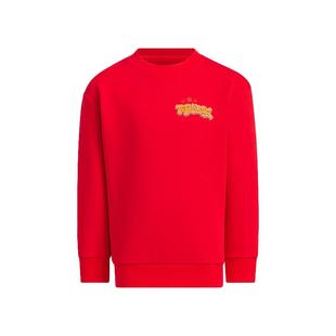 Adidas阿迪达斯儿童新年款印花运动休闲圆领红色卫衣套头衫JF3883