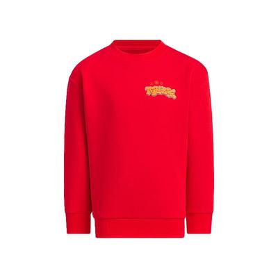 Adidas阿迪达斯儿童新年款印花运动休闲圆领红色卫衣套头衫JF3883