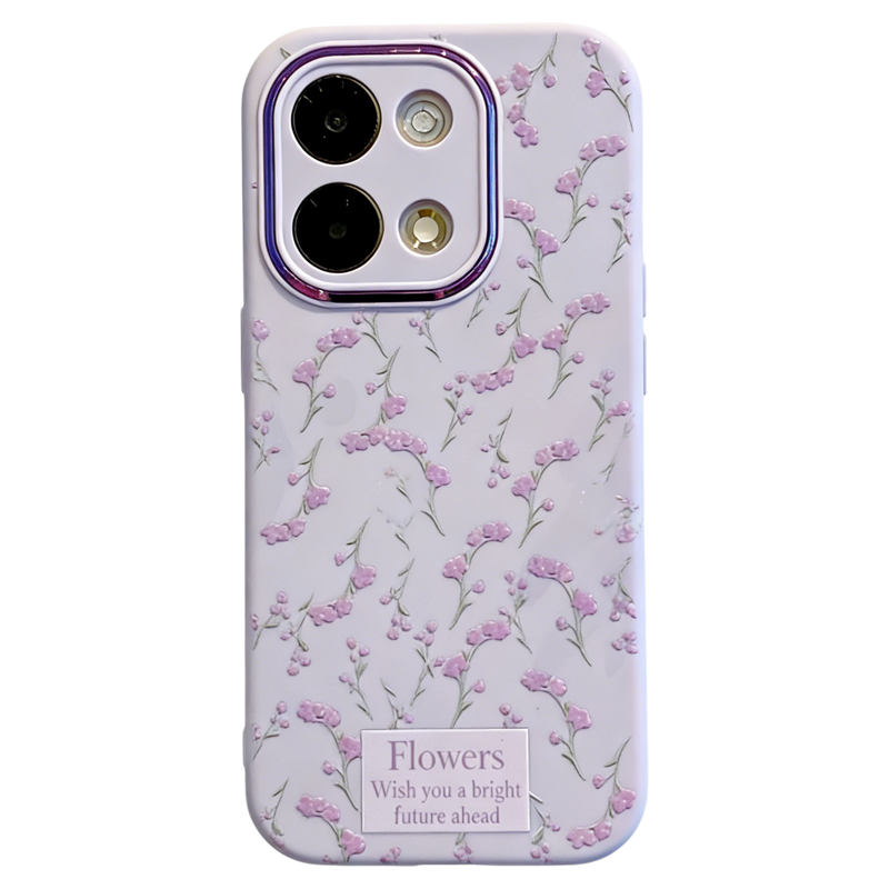 ins风温柔紫色满屏碎花适用opporeno9/10pro手机壳新款高级感reno13/12网红手机套reno11/8硅胶防摔保护套女