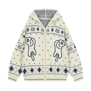 马拉丁童装儿童外套24秋新款男女童大童图案提花绣花设计毛衣外套