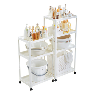 浴室脸盆置物架阳台洗衣机液落地收纳柜卫生间厕所塑料防水桶盆架