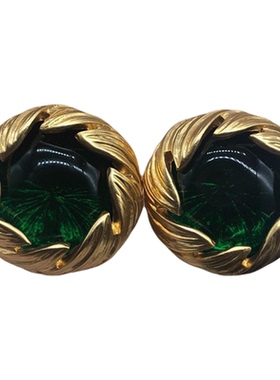 祖母绿色镀真金铜链条熔岩果冻效