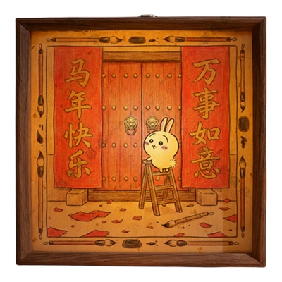 乌萨奇马年小夜灯复古木质相框