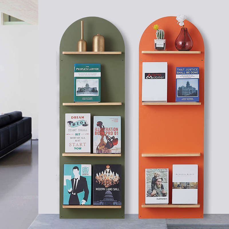 客厅拱形靠墙杂志架置物架 落地ins风书报架挂墙陈列架展示架书架