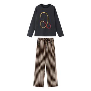 AR原创撞色线条家居服套装可外穿男女睡衣2026新款r线AlmondRocks