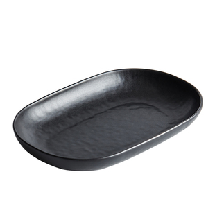 云和堂 北欧简约蒸鱼盘椭圆形家用菜盘高级感黑白西餐盘烧烤盘子
