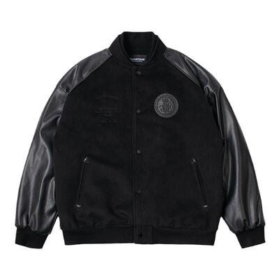 毛呢高街立领秋冬季美式棒球服