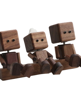 实木木头人偶摆件创意装饰品桌面小摆件治愈系可爱可动人偶礼品