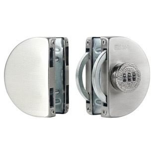 有框玻璃密码锁单门商铺打孔有框双门锁插销公司办公室双开玻璃锁