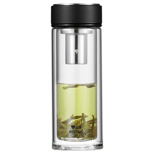 万象双层玻璃杯男士泡茶杯高档商务车载杯子女大容量隔热专用水杯