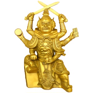 黄铜火神马王爷三头六臂摆件