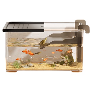 鱼缸小型客厅鱼龟混养生态一体缸升降爬台乌龟饲养缸寄居蟹饲养箱