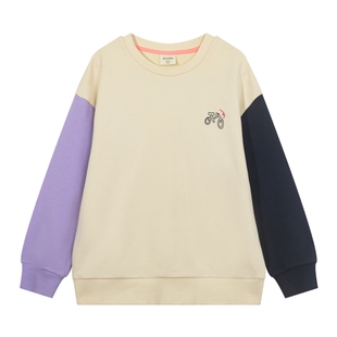 马拉丁童装儿童卫衣秋男童女童大童不对称拼接圆领卫衣