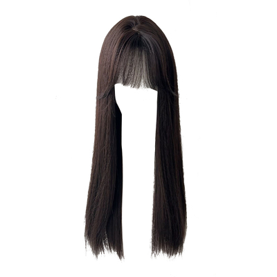 甜妹日常学生齐刘海黑长直假发