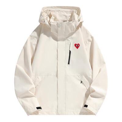查尔斯桃心防水连帽冲锋衣外套
