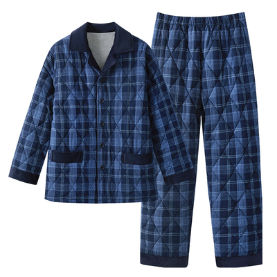 睡裤三层保暖中老年夹棉家居服