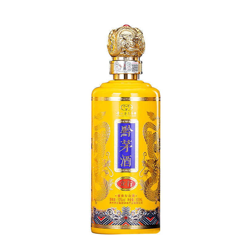 贵州黔茅酒知行合一珐琅彩黄龙臻藏收藏53度酱香型白酒500ml单瓶