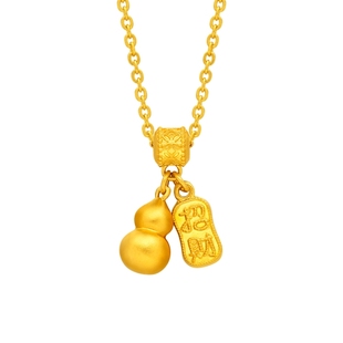 【新年礼物】周大福传承系列招财福禄葫芦黄金项链足金F235856