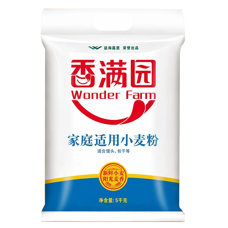 香满园美味富强小麦粉家庭适用小麦粉包子馒头面条饼5kg/袋装十斤