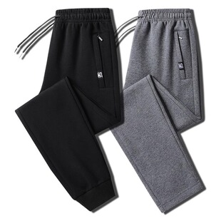 啄木鸟纯棉休闲裤子男款2026秋冬宽松长裤运动裤男士直筒加绒新款