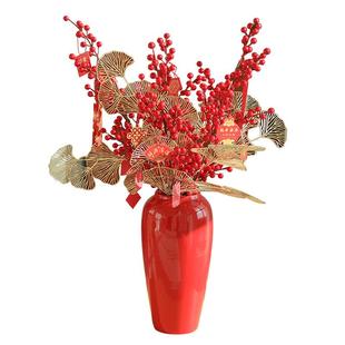 高档红冬青发财果元宵花桶新年福桶新房客厅招财摆件装饰品新中式