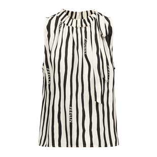 【猫纹系列】FF仿佛衬衫2025年夏新款飘带领条纹系带无袖通勤小衫