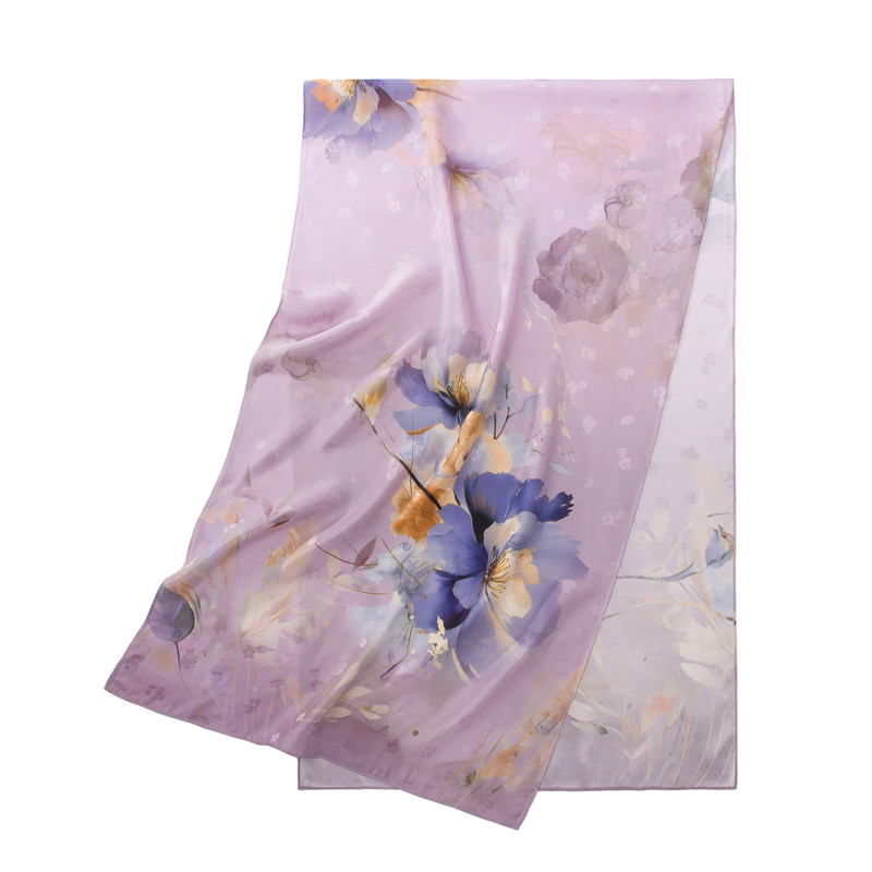 披肩女春秋季薄款双面提花桑蚕丝真丝长巾空调房防晒长巾轻奢送礼