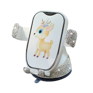 卡通手机支架车载女神手机架汽车仪表台吸盘导航车用新款出风口钻
