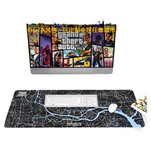 GTA风格定制城市地图超大号皮革鼠标垫书桌垫游戏风个性创意复古