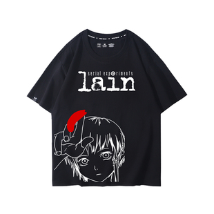 岩仓玲音lain周边T恤男女痛衣男女同款二次元动漫风纯棉短袖衣服