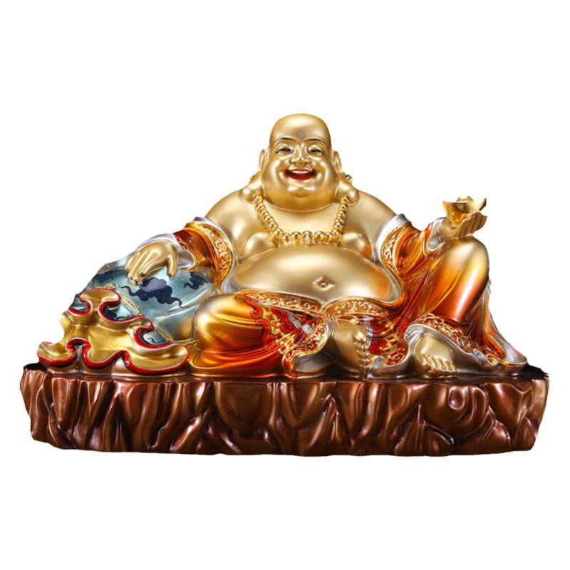 彩绘贴金弥勒佛笑佛纯黄铜大肚