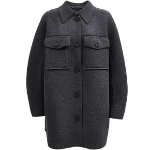 SEASONHIGH秋冬款女士翻领毛呢外套宽松长袖潮流百搭羊毛外套女款