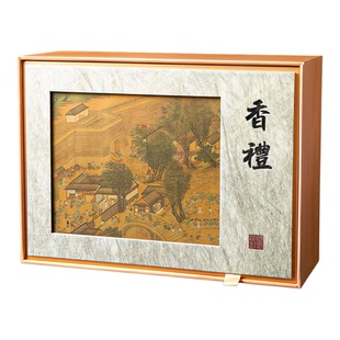 沉香香薰灯熏香炉礼盒伴手礼酥油灯烛台木头底座玻璃灯罩香道摆件