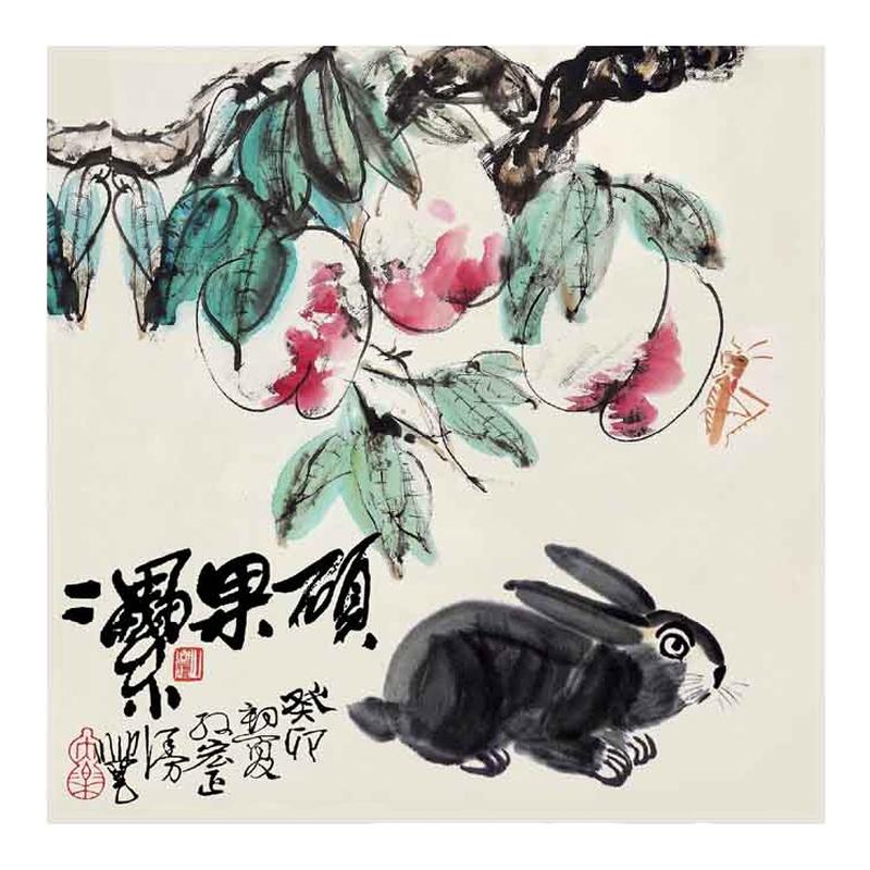 朵莲精舍十二生肖国画兔子纯手绘