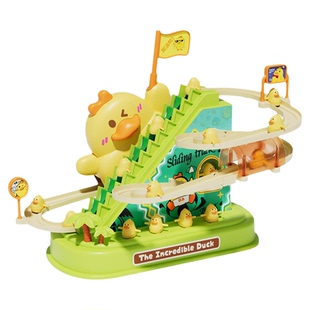 鸭子上楼梯玩具儿童1一3岁宝宝萌鸭鸭小黄鸭爬楼梯轨道滑滑梯男孩