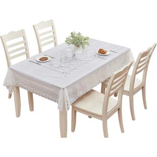 日本进口pvc桌布防水防滑餐桌布欧式蕾丝长方形白色餐桌桌布家用